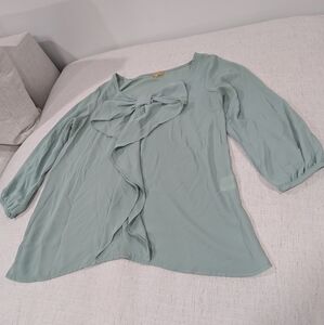 Takara Mint Green Flowy Bow Blouse - S